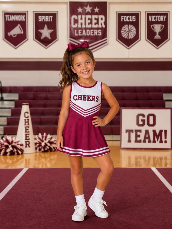 Cheerleading Other - Sz 7/8 Girls Cheerleader Dress Costume Pink White Skater Style Cheer Uniform